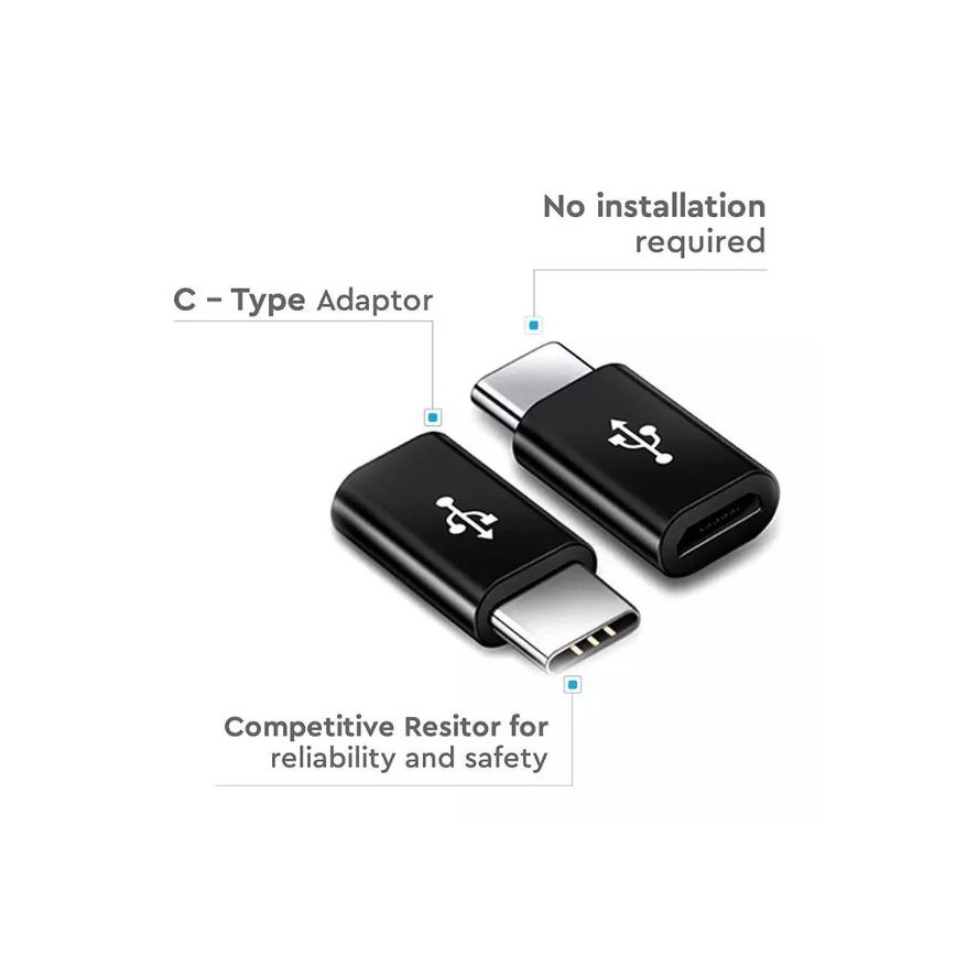Zwarte Adapter Micro USB voor USB-C
