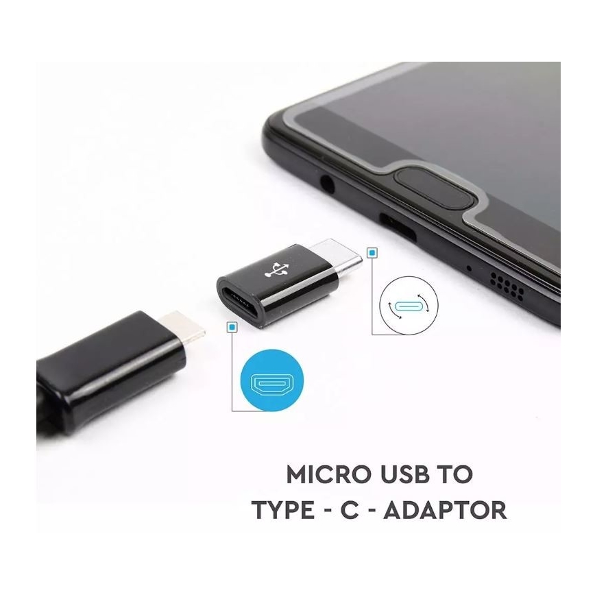 Zwarte Adapter Micro USB voor USB-C