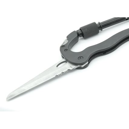 Aluminium multifunctionele karabijnhaak met vergrendeling zwart