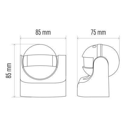 Zwarte bewegingssensor voor buiten PIR B 180 ° 1200W / 230V IP44