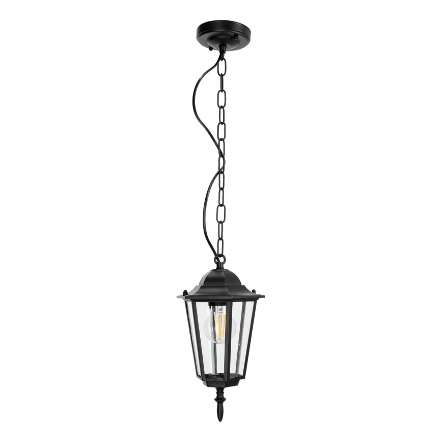 Zwarte Buiten Hanglamp aan ketting 1x E27 / 60W / 230V