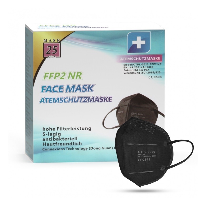 Zwarte CTPL Ademhalingsmasker FFP2 NR / KN95 - 100stuks