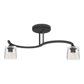 Zwarte Doorzichtige Opbouw plafondlamp SANTOS 2x E27 / 15W / 230V