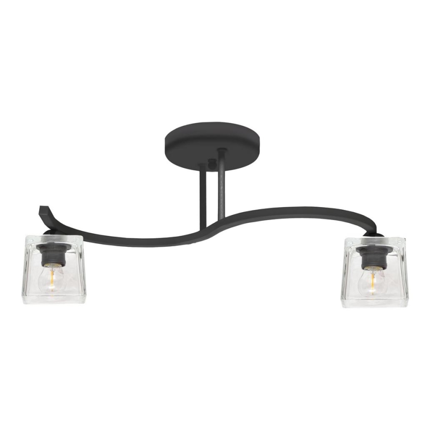 Zwarte Doorzichtige Opbouw plafondlamp SANTOS 2x E27 / 15W / 230V