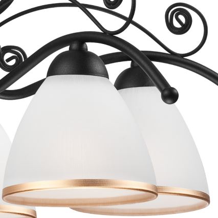 Zwarte Hanglamp aan ketting RETRO II 5x E27 / 60W / 230V