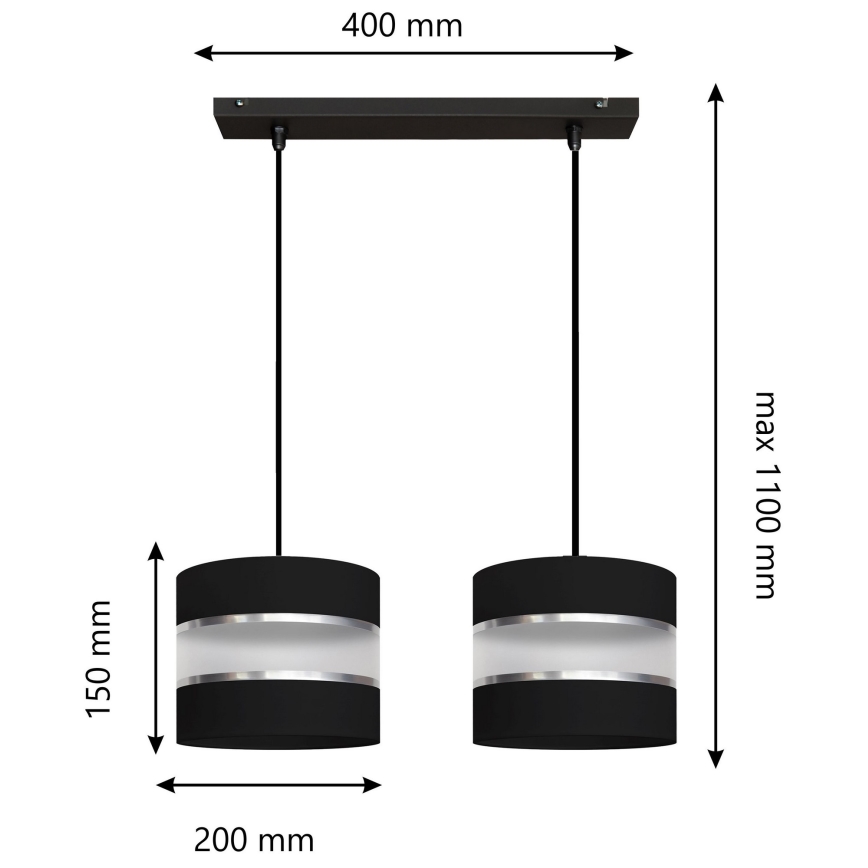 Zwarte Hanglamp HELEN 2x E27 / 15W / 230V