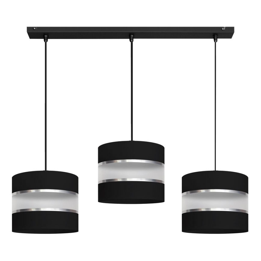 Zwarte Hanglamp HELEN 3x E27 / 15W / 230V