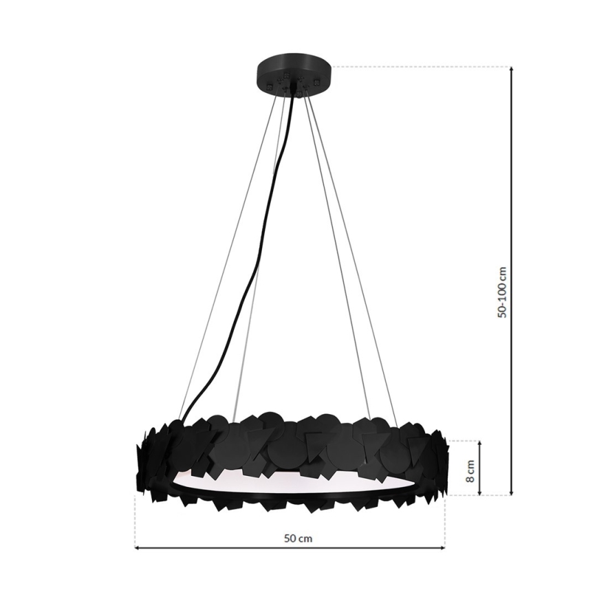 Zwarte LED Kroonluchter aan koord SOHO 1x LED / 24W / 230V