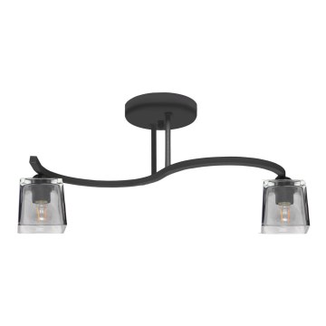 Zwarte Opbouw plafondlamp SANTOS 2x E27 / 15W / 230V