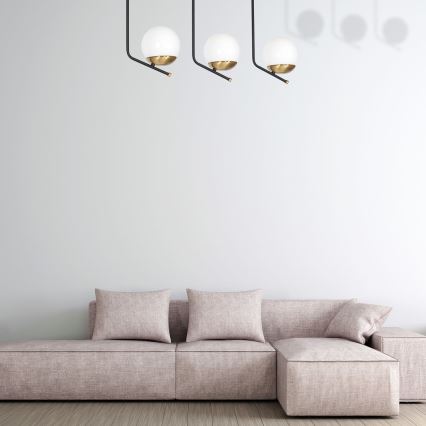 Zwarte Plafondlamp met vaste hanger CARINA 3x E14 / 40W / 230V