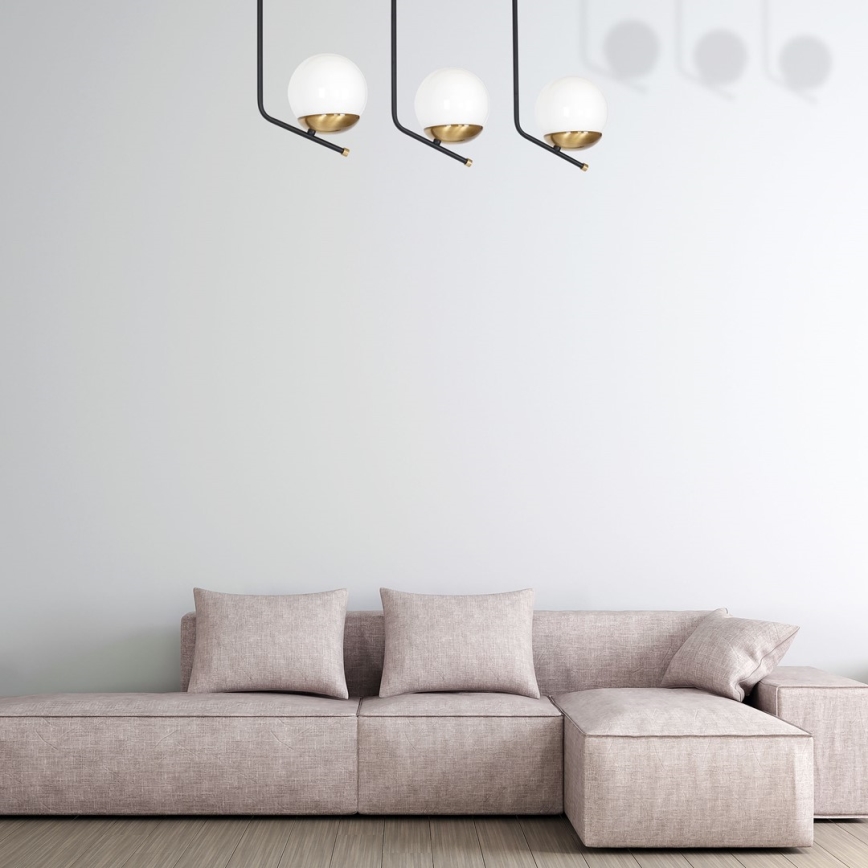 Zwarte Plafondlamp met vaste hanger CARINA 3x E14 / 40W / 230V