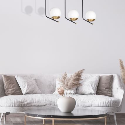 Zwarte Plafondlamp met vaste hanger CARINA 3x E14 / 40W / 230V