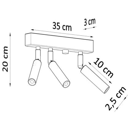 Zwarte spot EYETECH 3x G9 / 12W / 230V