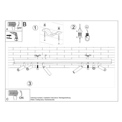 Zwarte spot EYETECH 6x G9 / 12W / 230V