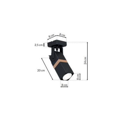 Zwarte Spot Verlichting VIDAR 1x GU10 / 25W / 230V