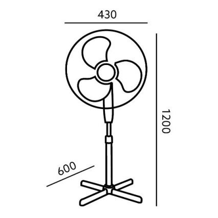 Zwarte Vloerventilator VIENTO 45W / 230V