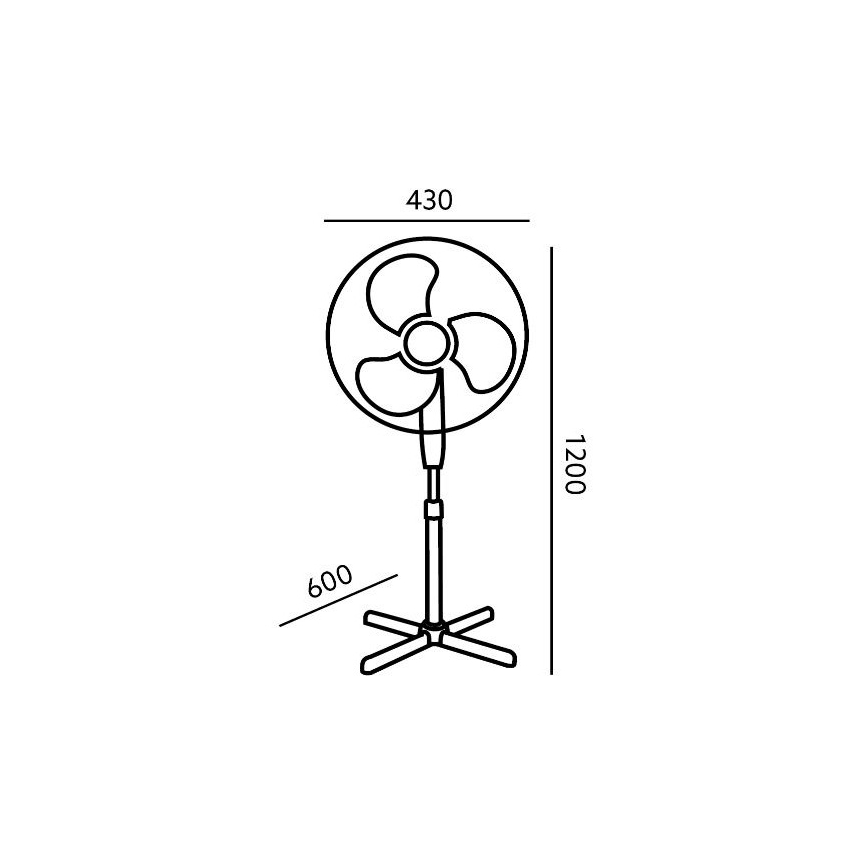 Zwarte Vloerventilator VIENTO 45W / 230V