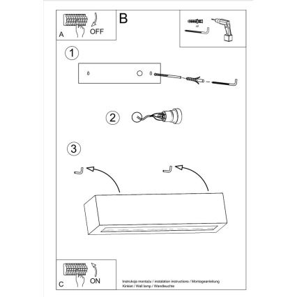 Zwarte Wandlamp VEGA 1x E27 / 60W / 230V